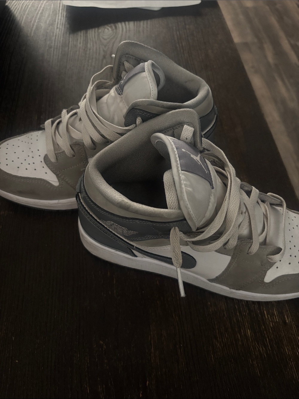 Youth High-Top Athletic Sneakers in Gray and White